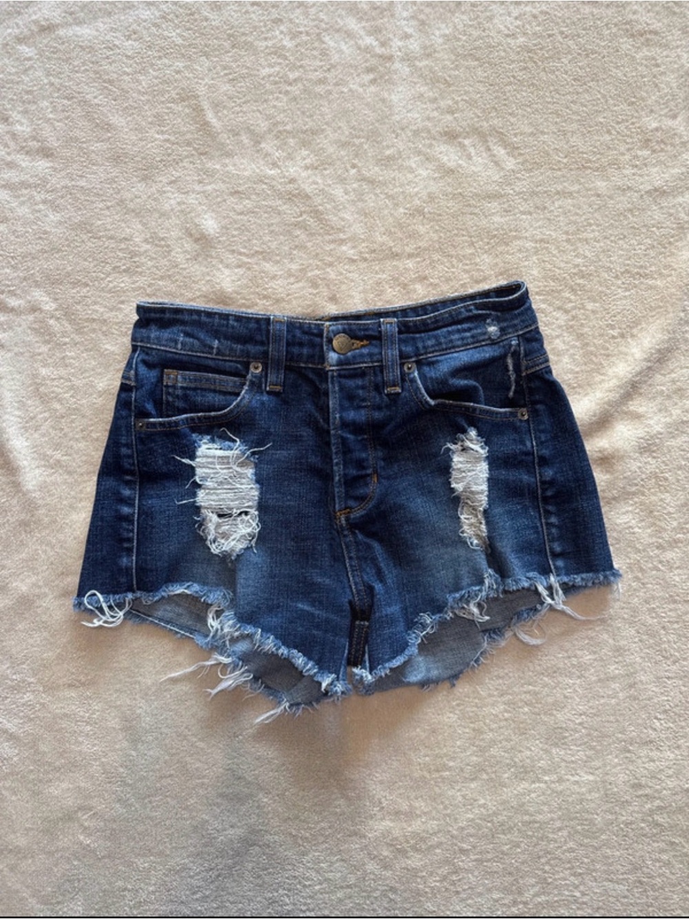 Guess Dark Blue Distressed Denim Shorts